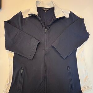 Used Women’s XL 3/4 sleeve Lauren Ralph Lauren Navy and Cream zip up Jacket